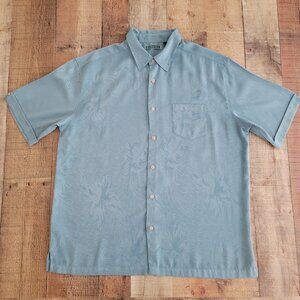 Cubavera Soft Blue Tropical Print Button Down Casual Shirt XL